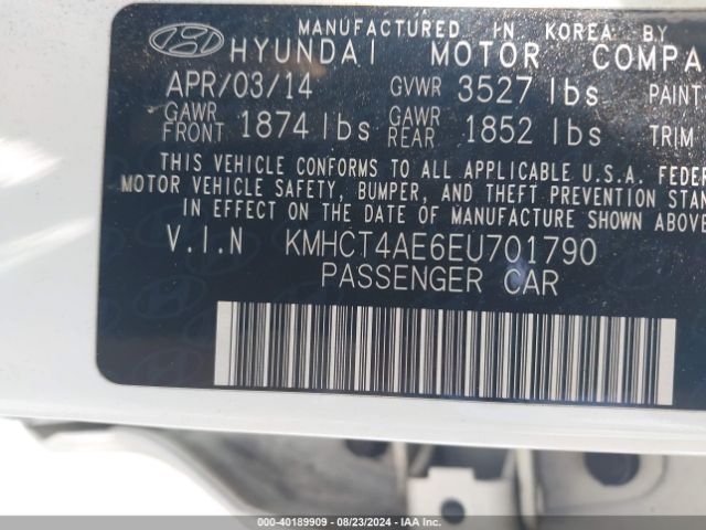 KMHCT4AE6EU701790 Hyundai ACCENT GLS