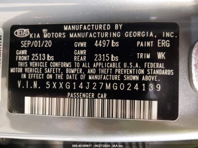 5XXG14J27MG024139 KIA K5 LXS