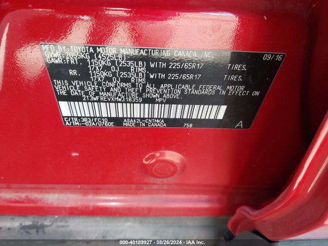 Toyota Rav4 Xle 2017 2T3WFREVXHW318359 Image 9