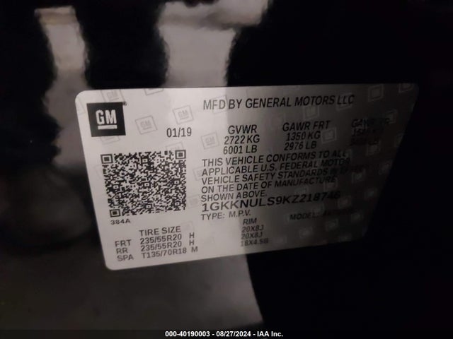 1GKKNULS9KZ218746 GMC Acadia Slt-1