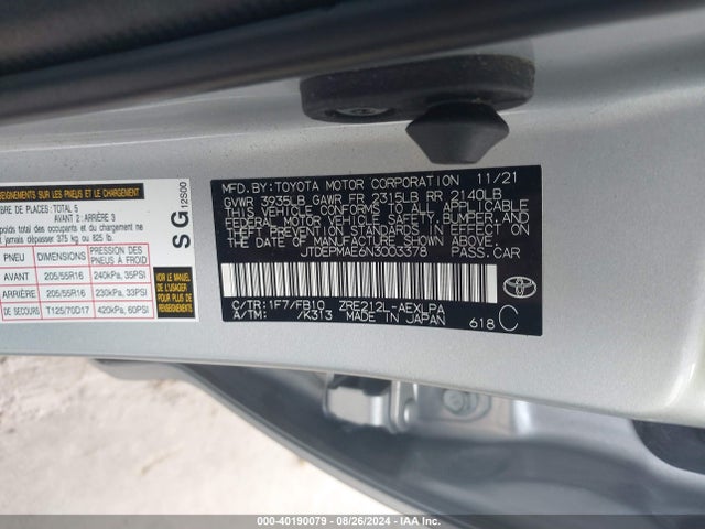 Toyota COROLLA LE 2022 JTDEPMAE6N3003378 Image 9