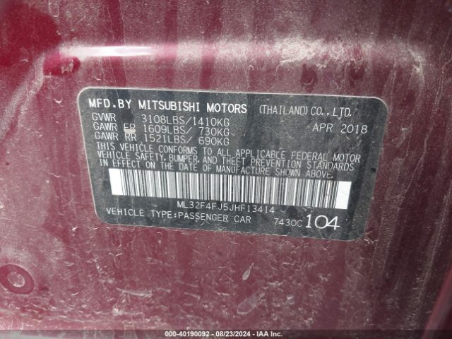 ML32F4FJ5JHF13414 Mitsubishi Mirage G4 Se