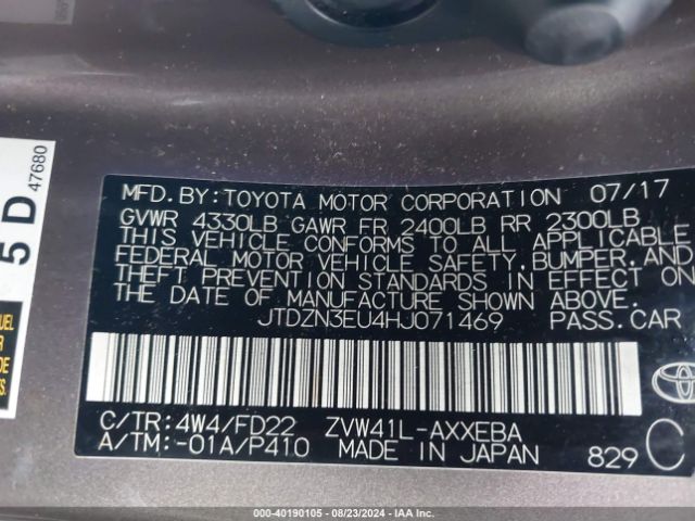 JTDZN3EU4HJ071469 Toyota Prius V Three