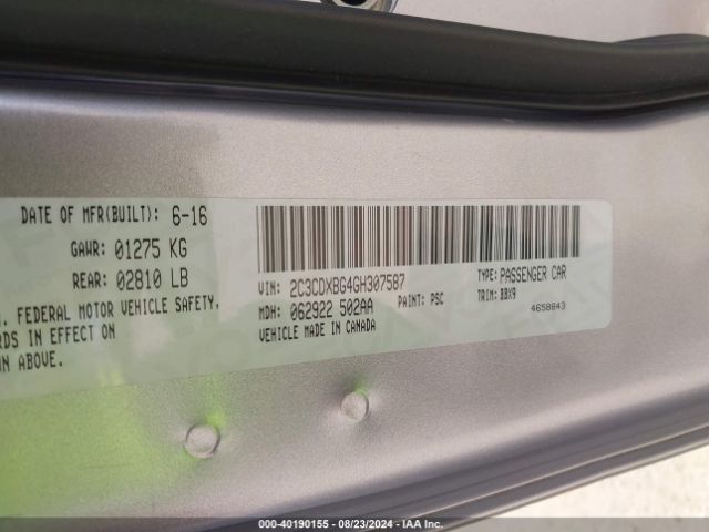 2C3CDXBG4GH307587 Dodge Charger Se