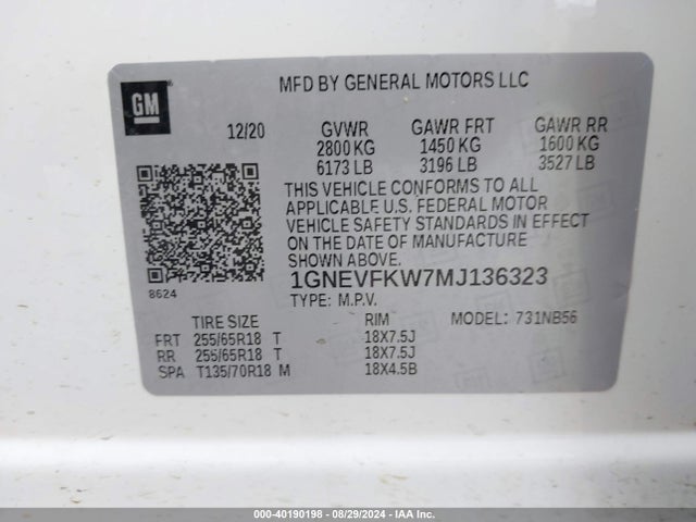 Chevrolet Traverse Awd Ls 2021 1GNEVFKW7MJ136323 Image 9