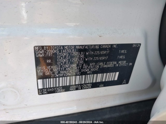 Toyota Rav4 Xle 2024 2T3W1RFV2RW334182 Image 9