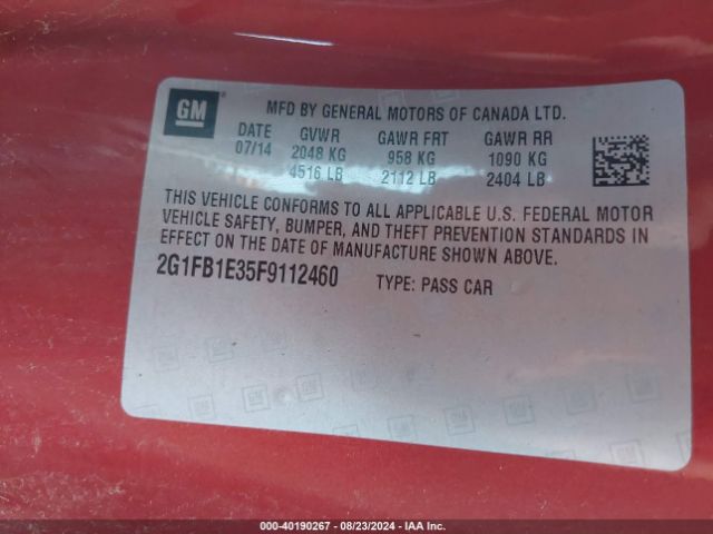 2G1FB1E35F9112460 Chevrolet Camaro 2ls