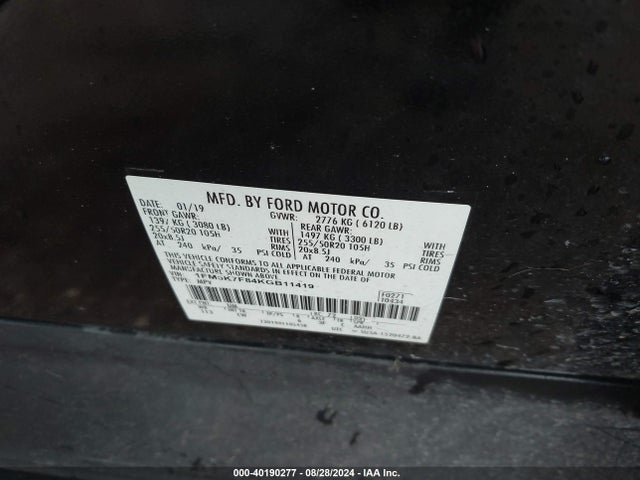 Ford Explorer Limited 2019 1FM5K7F84KGB11419 Image 9