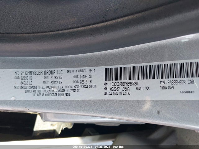 Chrysler 200 Limited 2015 1C3CCCAB0FN596720 Image 9