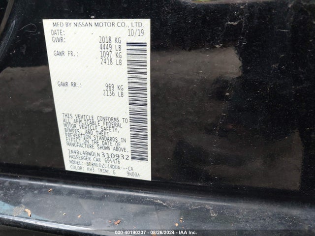 1N4BL4BW0LN310932 Nissan Altima S Intelligent Awd