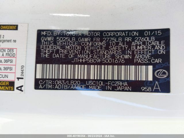 JTHHP5BC9F5001676 Lexus RC F