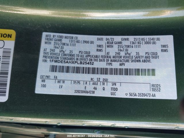 1FMDE5AHXPLB25452 Ford Bronco