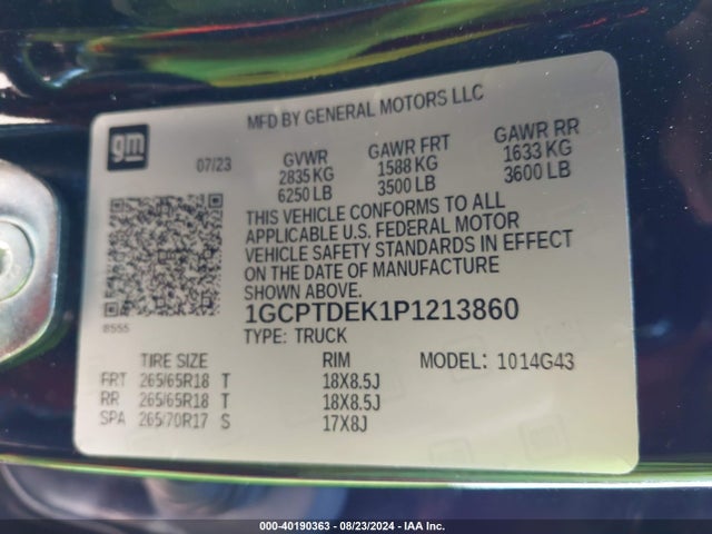 1GCPTDEK1P1213860 Chevrolet Colorado 4wd Short Box Z71