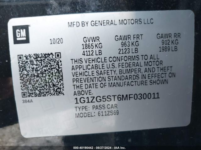 1G1ZG5ST6MF030011 Chevrolet Malibu Fwd Rs