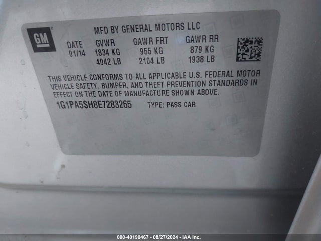 Chevrolet Cruze Ls Auto 2014 1G1PA5SH8E7283265 Image 9