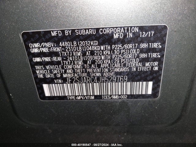 JF2SJARC4JH529769 Subaru Forester 2.5i Limited