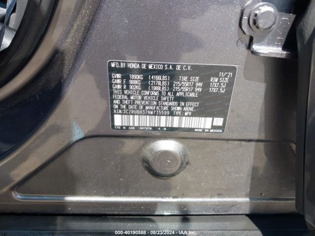 3CZRU6H37NM735599 Honda Hr-v Awd Lx