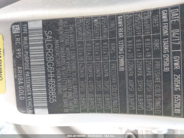 SALCR2BG6HH698855 Land Rover Discovery Sport Hse