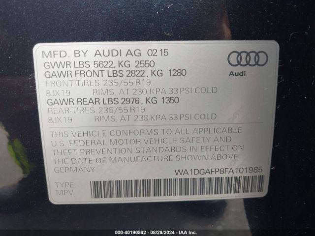 WA1DGAFP8FA101985 Audi Q5 3.0t Premium Plus