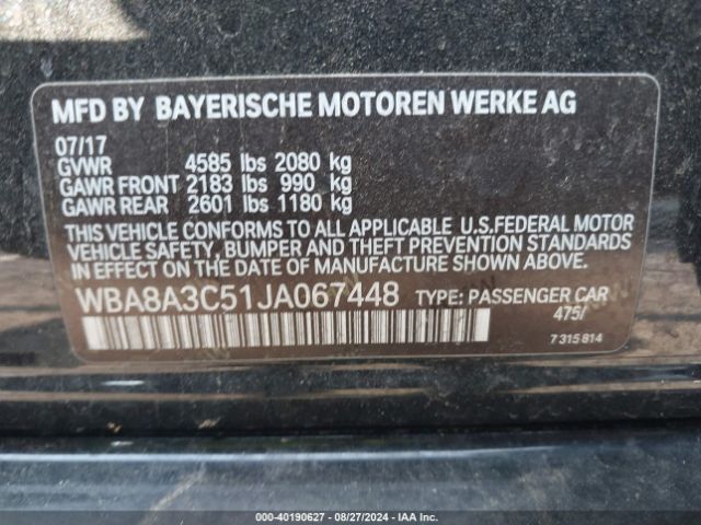 WBA8A3C51JA067448 BMW 320i Xdrive
