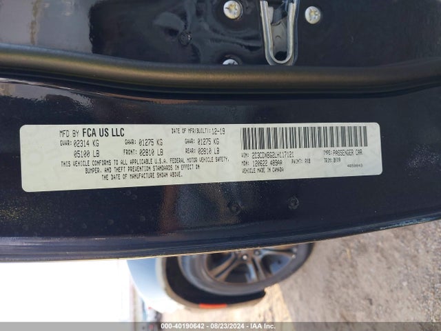 Dodge Charger Sxt Rwd 2020 2C3CDXBG2LH117121 Image 9