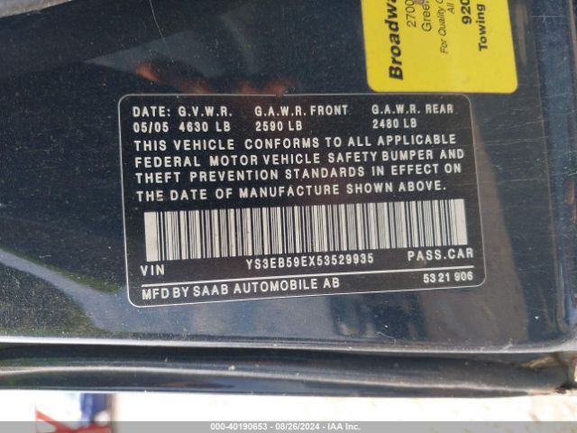2005 SAAB 9-5 YS3EB59EX53529935 Photo 8