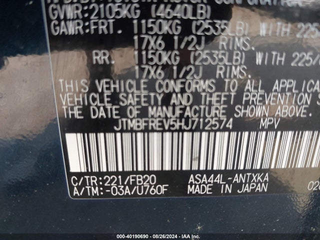 Toyota RAV4 LE 2017 JTMBFREV5HJ712574 Image 9