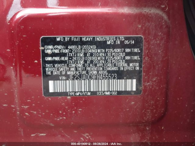 JF2SJADC9FH455523 Subaru Forester 2.5i Premium