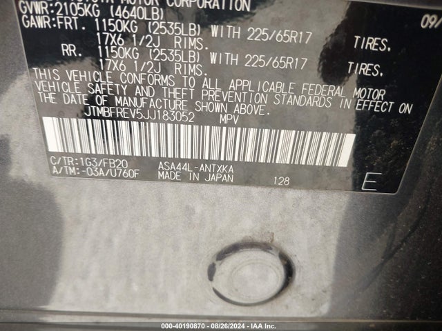 Toyota RAV4 LE 2018 JTMBFREV5JJ183052 Image 9