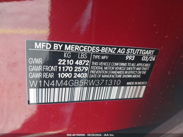 W1N4M4GB5RW371310 Mercedes-Benz GLB 250