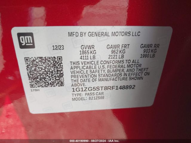 1G1ZG5ST8RF148892 Chevrolet Malibu Fwd Rs
