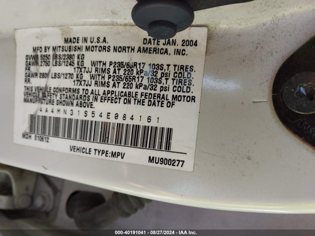 2004 MITSUBISHI ENDEAVOR 4A4MN31S54E084161 Photo 8