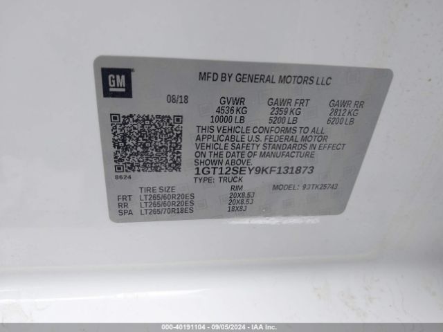 1GT12SEY9KF131873 GMC Sierra 2500hd Denali