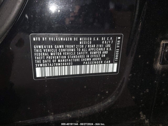 Volkswagen Jetta 1.4t Se 2017 3VWDB7AJ7HM386403 Image 9