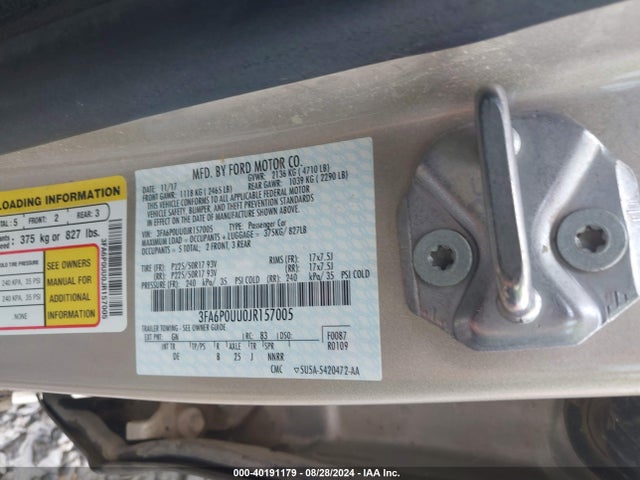 Ford Fusion Hybrid S 2018 3FA6P0UU0JR157005 Image 9