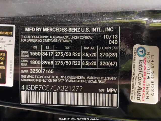 4JGDF7CE7EA321272 Mercedes-Benz Gl 450 4matic