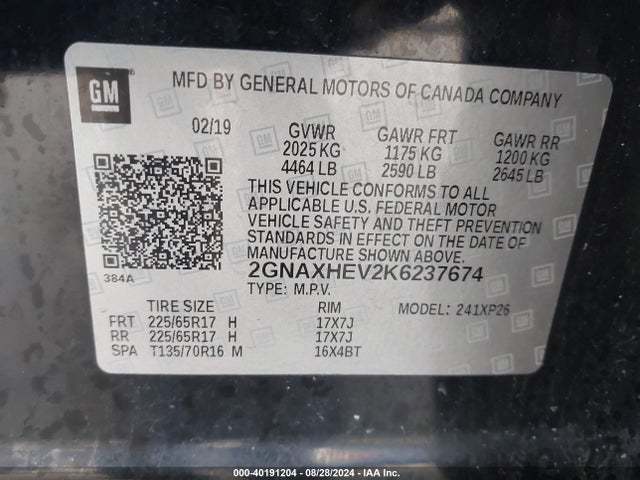 Chevrolet EQUINOX LS 2019 2GNAXHEV2K6237674 Image 9