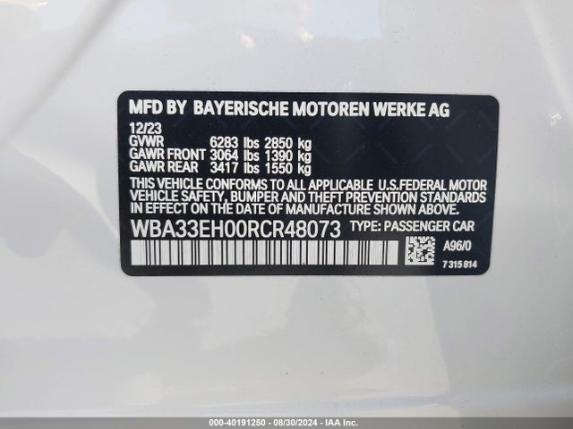 BMW 740 I Xdrive 2024 WBA33EH00RCR48073 Image 9
