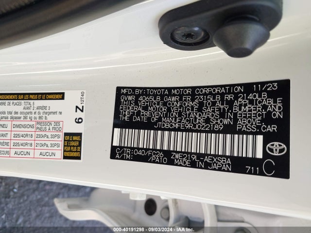 Toyota Corolla Hybrid Se 2024 JTDBCMFE9RJ022189 Image 9