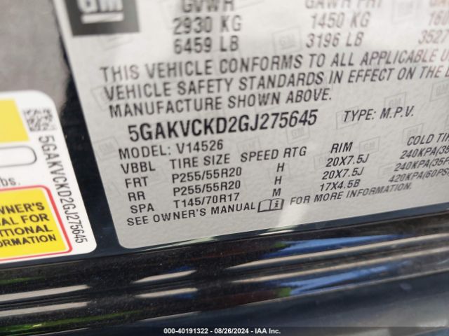 5GAKVCKD2GJ275645 Buick Enclave Premium