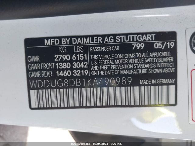 WDDUG8DB1KA490989 Mercedes-Benz S 560
