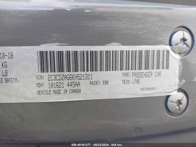 Dodge Challenger Sxt 2019 2C3CDZAG6KH521311 Image 9