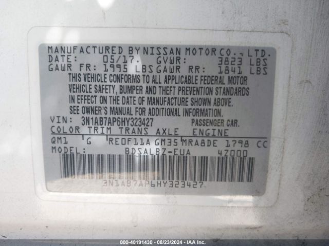 3N1AB7AP6HY323427 Nissan SENTRA S