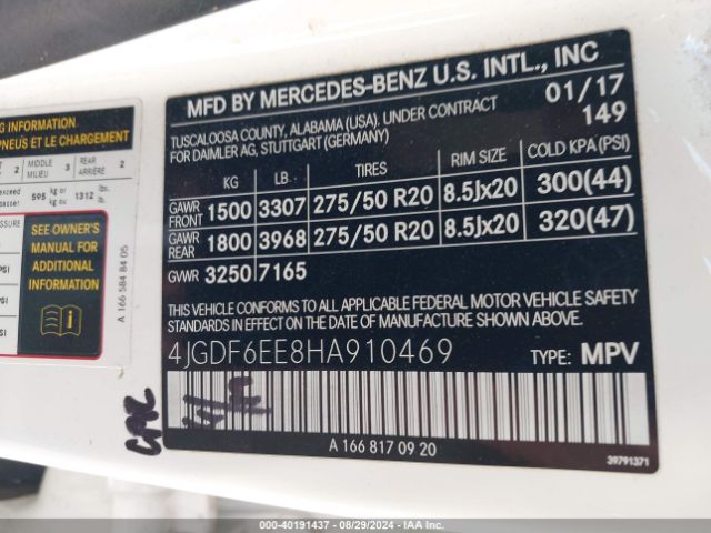 4JGDF6EE8HA910469 Mercedes-Benz Gls 450 4matic