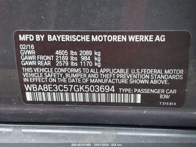 WBA8E3C57GK503694 BMW 328i Xdrive