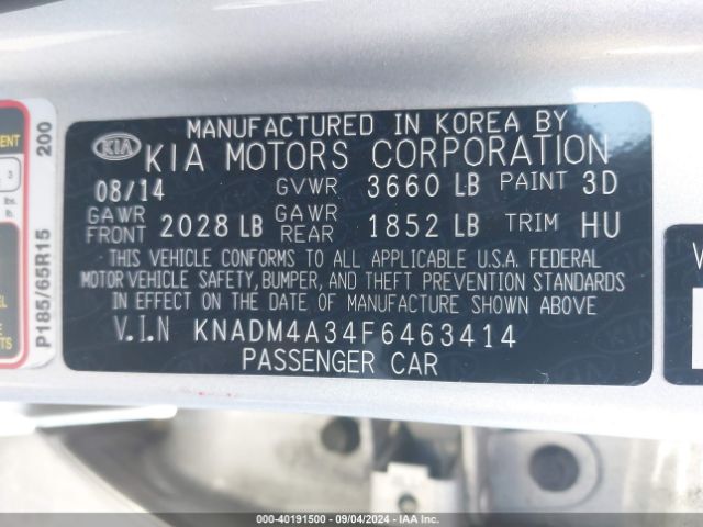 KNADM4A34F6463414 KIA RIO LX