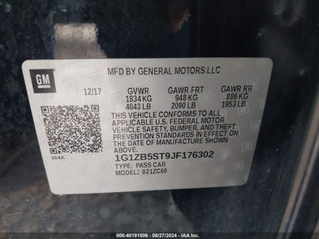 1G1ZB5ST9JF176302 Chevrolet Malibu 1ls