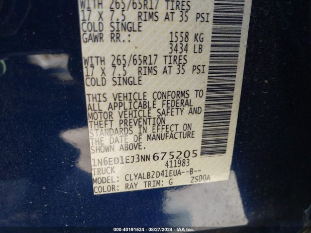 1N6ED1EJ3NN675205 Nissan Frontier Sv 4x2
