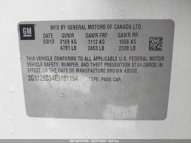 Chevrolet Impala 2lt 2014 2G1125S34E9101194 Image 9