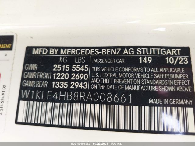 W1KLF4HB8RA008661 Mercedes-Benz E 350 4matic